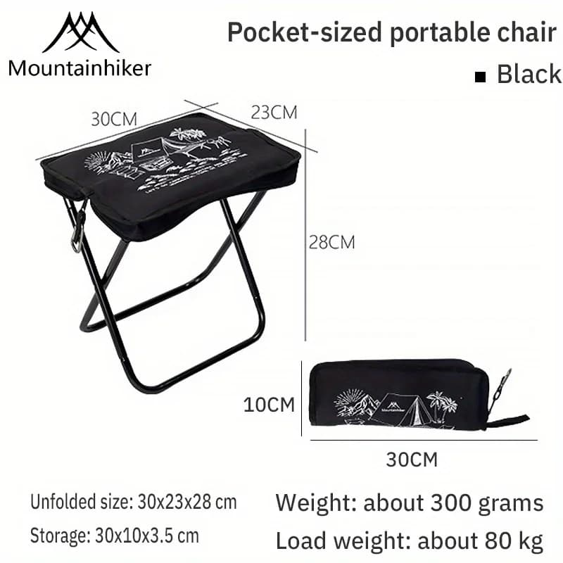 Chaise pliante camping MOUNTAINHIKER compacte capacité 80kg pour pêche outdoor portable