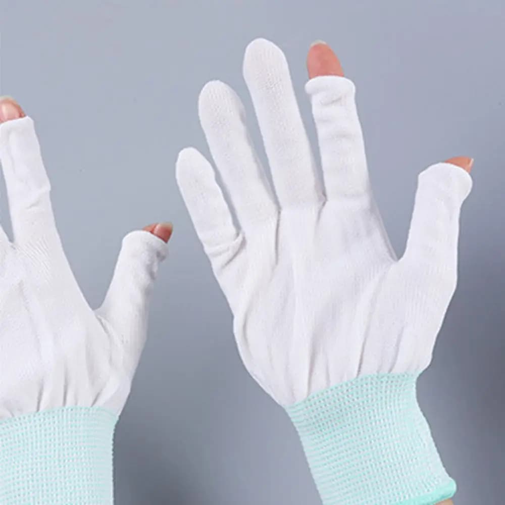 Gants nylon ultra-fins été deux trois doigts cueillette thé pêche travail fingerless protection légère