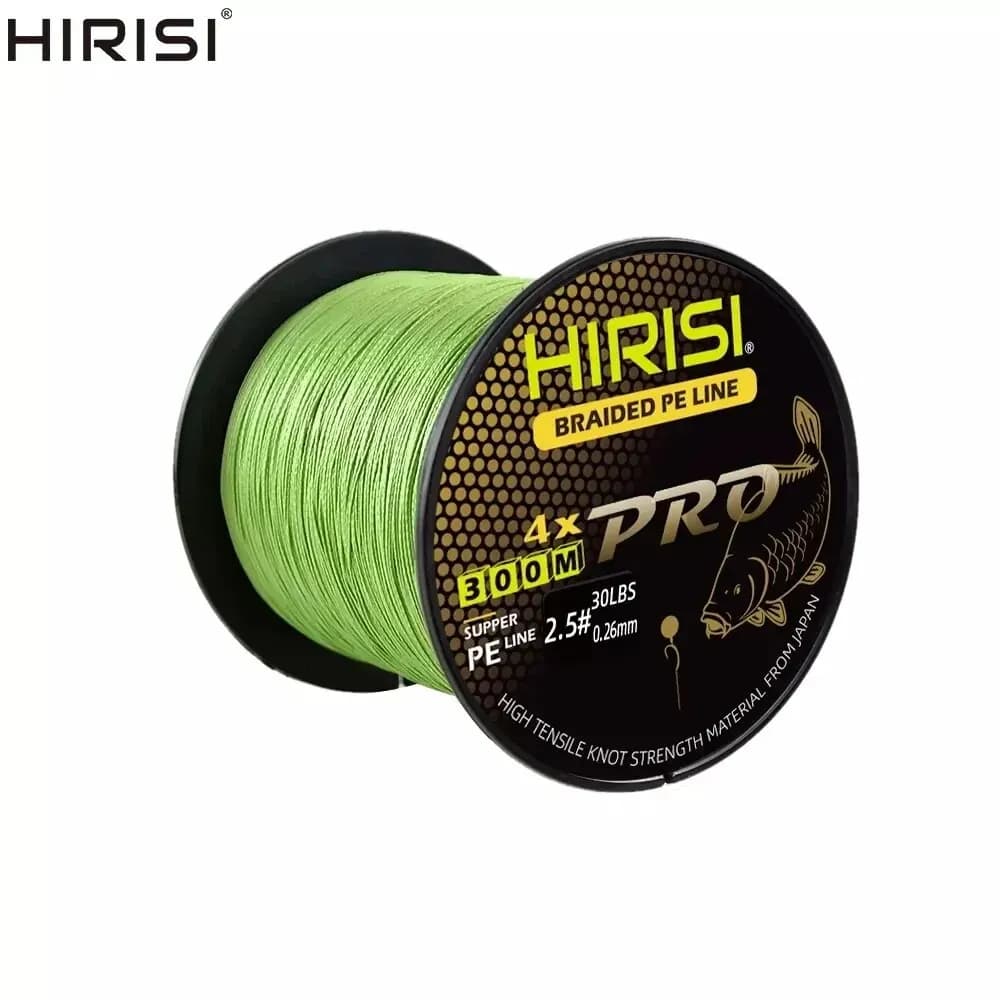 Ligne PE braidée Hirisi 4 brins 300M 15-70LB - Multifilament ultra-lisse pour pêche carpe et gros prédateurs