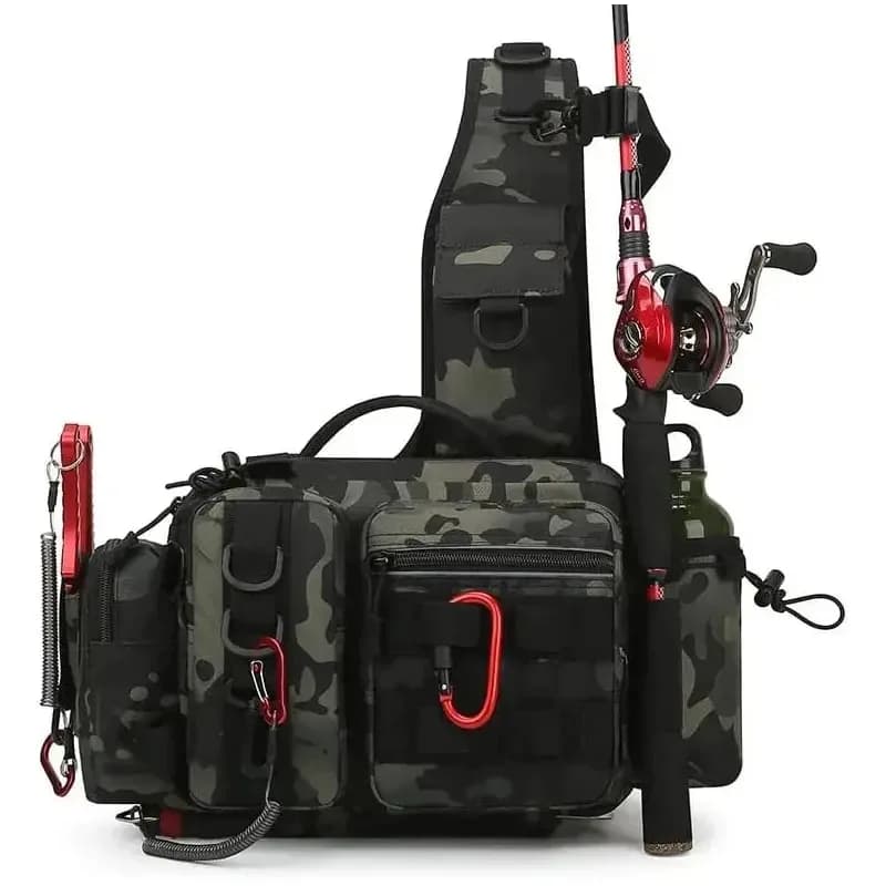 Sac pêche grande capacité 3 en 1 épaule ceinture bandoulière - Sac rangement cannes boîte appâts