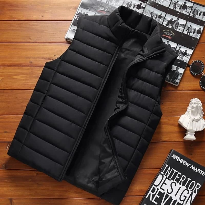 Gilet matelassé homme sans manches hiver 5XL - Veste chaude col montant pour pêche par temps froid