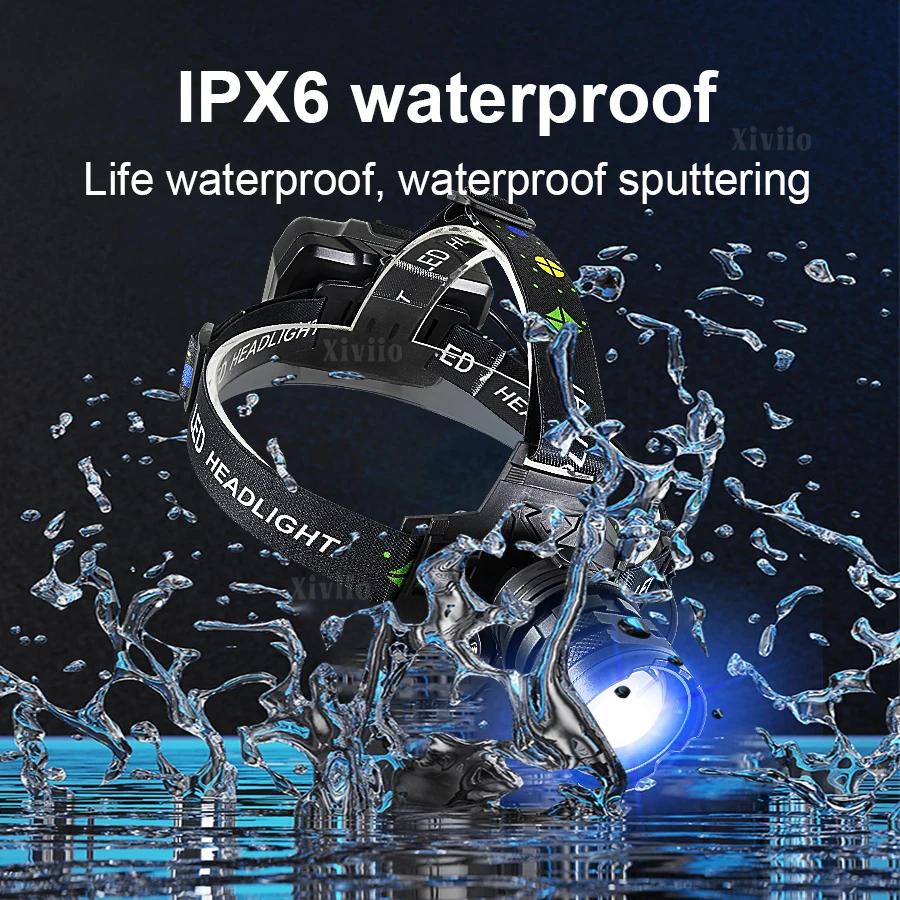 Frontale LED ultra-puissante 980000 lumens rechargeable USB pour pêche, chasse, camping nocturne