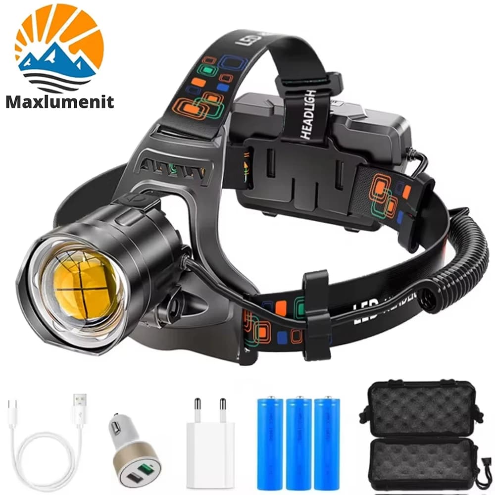 Frontale XHP100 zoomable étanche rechargeable USB - Puissance maximale pour pêche professionnelle