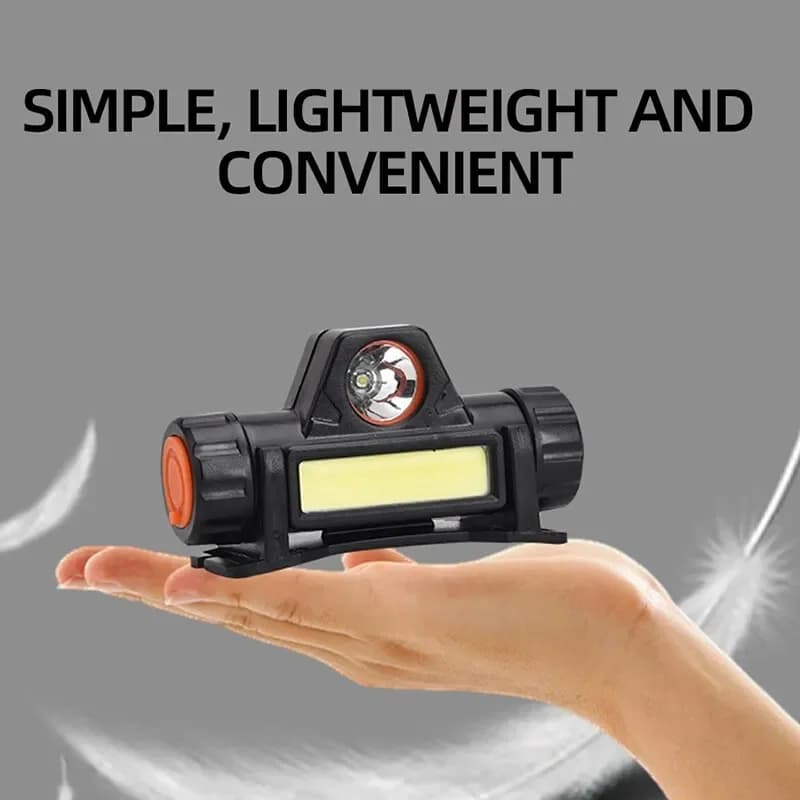 Lampe frontale rechargeable USB pêche puissante étanche avec aimant COB LED pour activités extérieures
