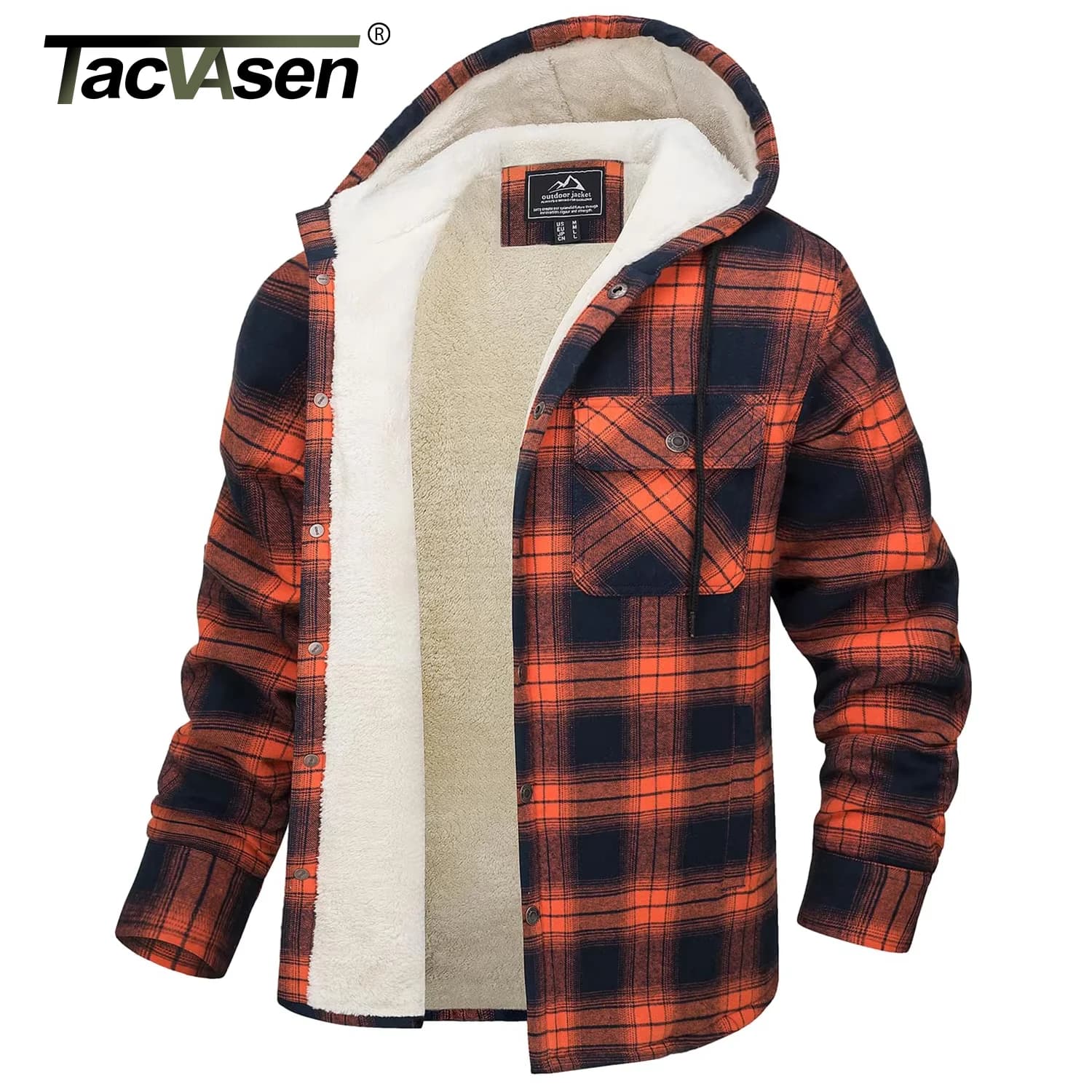 Veste polaire épaisse Sherpa pour pêche hiver - Veste à carreaux homme boutonnée chaude