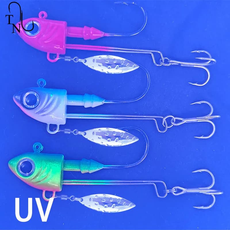 Leurres jig TN68 10g à 40g avec hameçons triples pour pêche du perche et black bass en eau douce