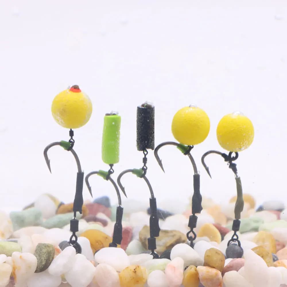 4PCS Ronnie Rig curve shank hameçons barbelés pop-up esche boilie screw hair rig terminal tackle
