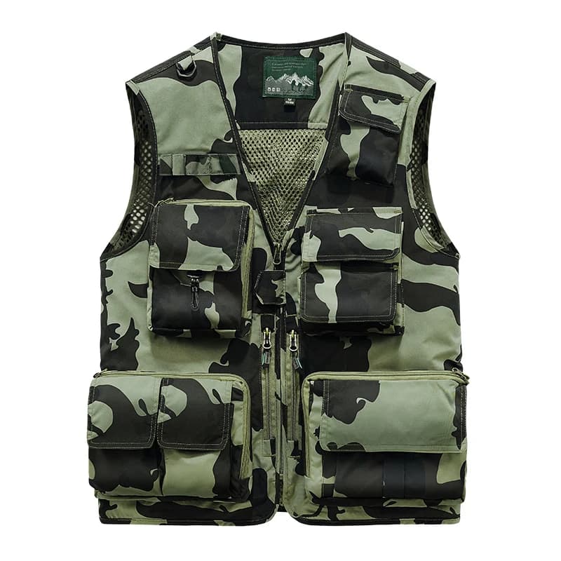 Veste camouflage homme sans manches été multi-poches pour pêche travail et loisirs