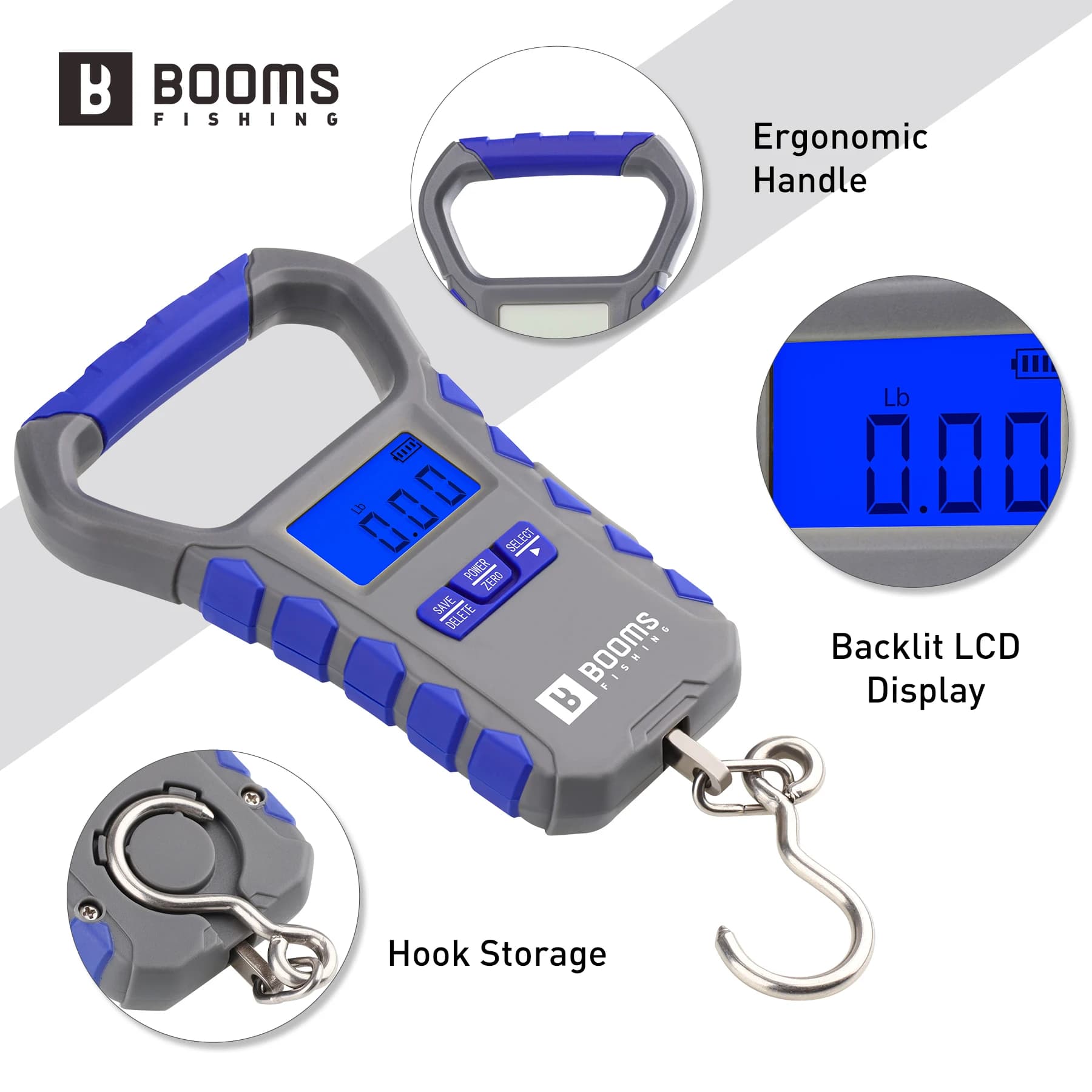 Kit pêche numérique Booms Fishing 30kg avec pince à lèvres - Balance rechargeable LCD et gripper 24cm