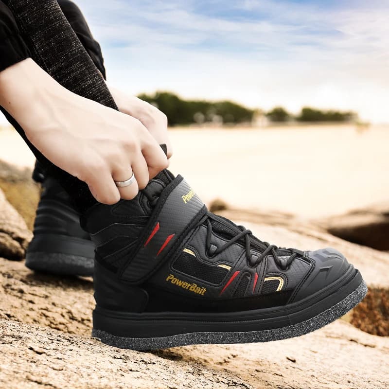 Chaussures de chasse et pêche semelle feutre cloutée antidérapante pour randonnée camping rivière