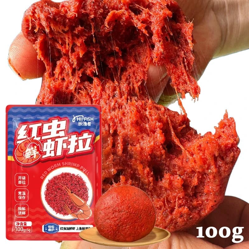 Appât carpe 100g Krill Red Worm - Forte odeur poissonnée pour poissons d'eau douce