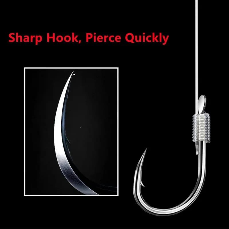 Double hameçons pour ligne de pêche manuelle, 10 paires avec emballage fin pour appâts et leurres