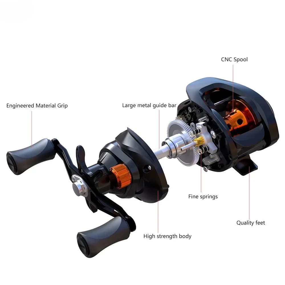 Moulinet casting GLS haute vitesse 6.3:1 métal pour pêche mer - ratio rapide, frein 8kg, pour leurres et poissons