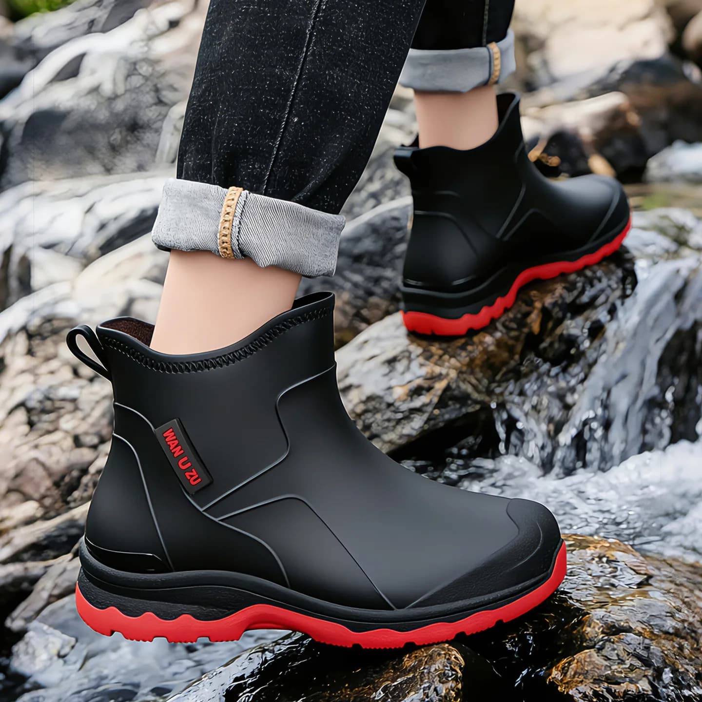 Bottes de pluie homme confortables semelle souple antidérapantes pour pêche lavage auto cuisine