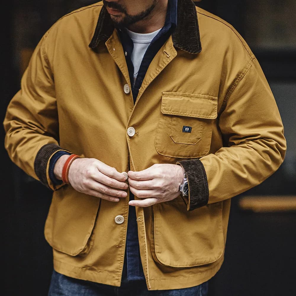 Veste chasse rétro américaine plus size courte pour pêche printemps automne vêtement outdoor