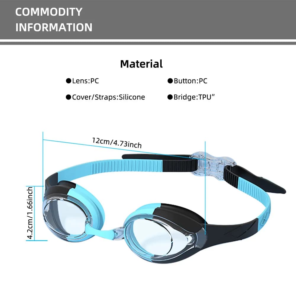 Lunettes de natation enfants étanches anti-buée anti-fuites filles garçons 3-14 ans réglage rapide sangle