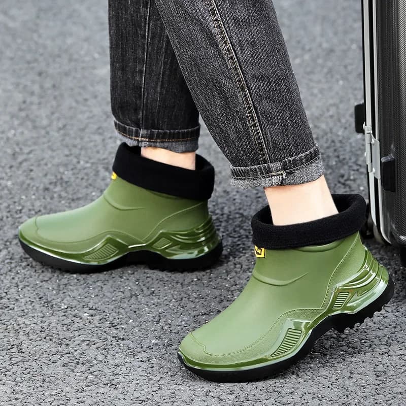 Bottes de pluie sportives courtes homme antidérapantes en PVC pour pêche active et confort