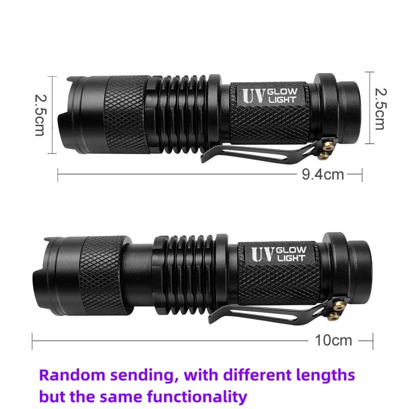 Lampe UV 395nm zoomable pour leurres de pêche et appâts fluorescents pour carnassiers