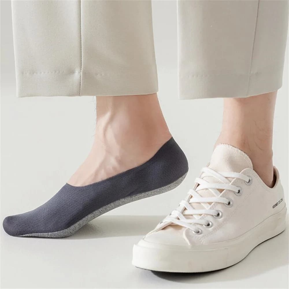 10 paires chaussettes invisibles pêche homme semelle coton anti-dérapage silicone cheville