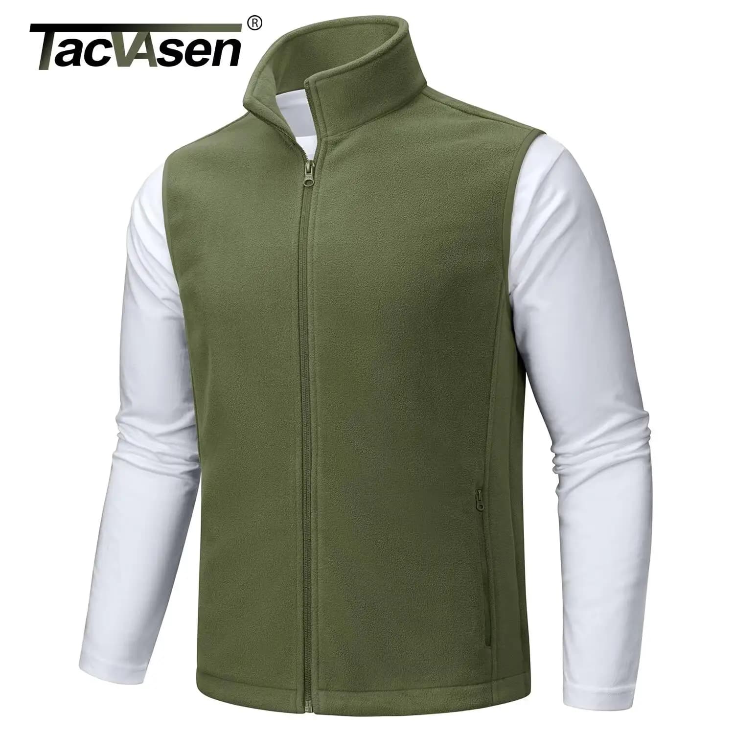 Veste polaire sans manches TACVASEN col montant pour pêche et randonnée printemps automne