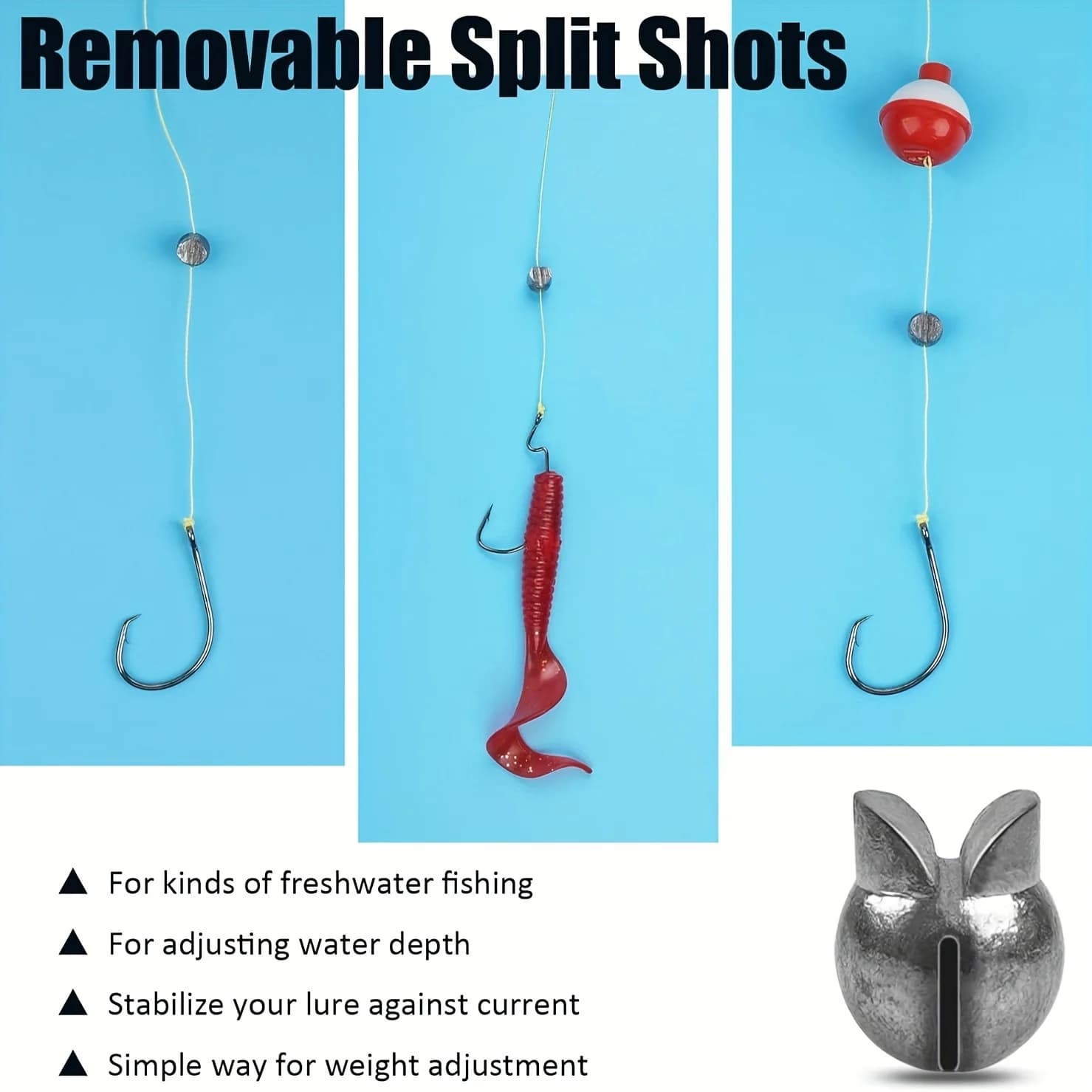 Kit de Plombs Pêche 60 à 120 Pièces, Sinkers Fendus Premium 5 Tailles, Design Rond Amovible