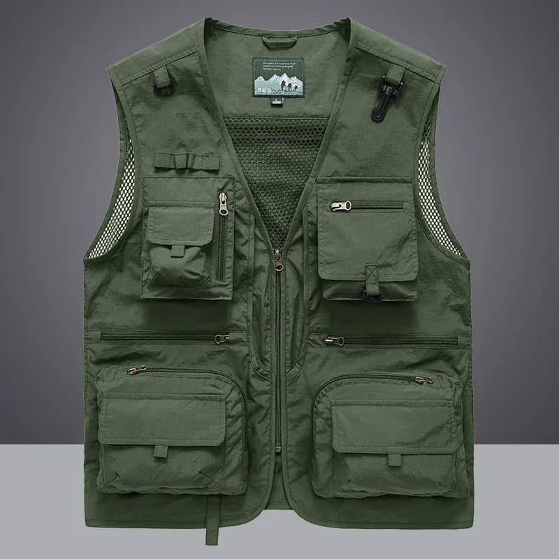 Veste tactique pêche homme 14 poches - Veste cargo mesh été pour randonnée et photographie 7XL