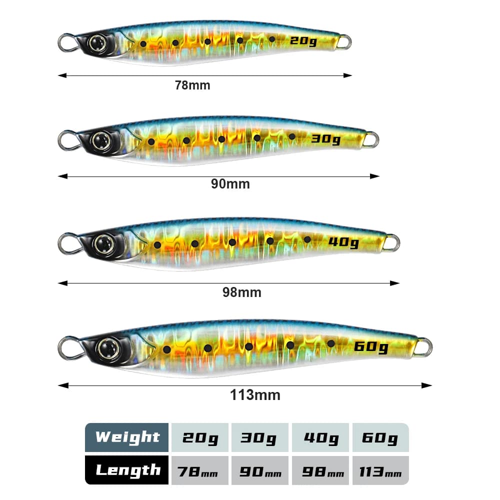 Jig Jugulo 15g à 60g - Jig de casting métal pour pêche du bord et pêche en mer leurre jigging