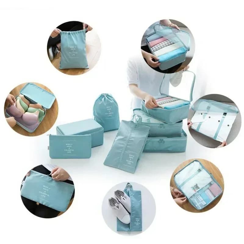 Set 7 sacs rangement voyage pêche cubes compression - Organisateur valise vêtements technique pêcheur