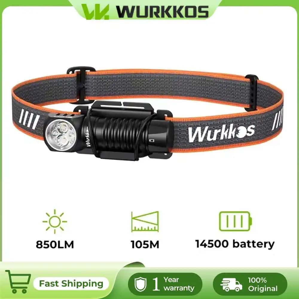 Lampe frontale Wurkkos HD12 850 lumens avec lumière rouge pour pêche discrète et magnétique clip
