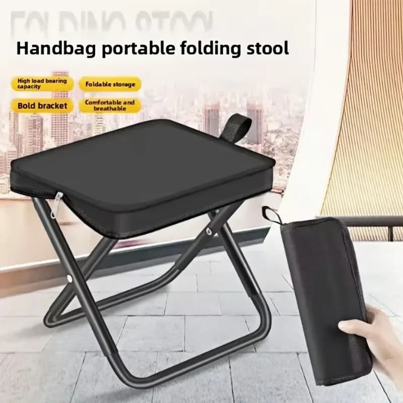 Tabouret pliant pêche avec fermetures réglables et structure métal durable camping randonnée