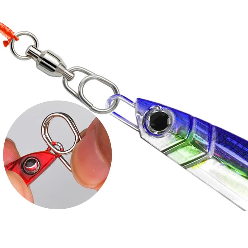 10 à 50 connecteurs pêche à roulement à billes - Snap clips rapides en acier inoxydable pour leurres