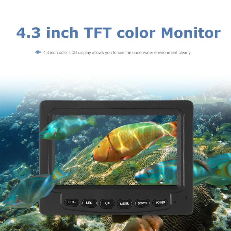Détecteur poissons hiver GAMWATER 4.3" 1000TVL 6 LEDs vision nocturne - Caméra pêche glace/mer/rivière