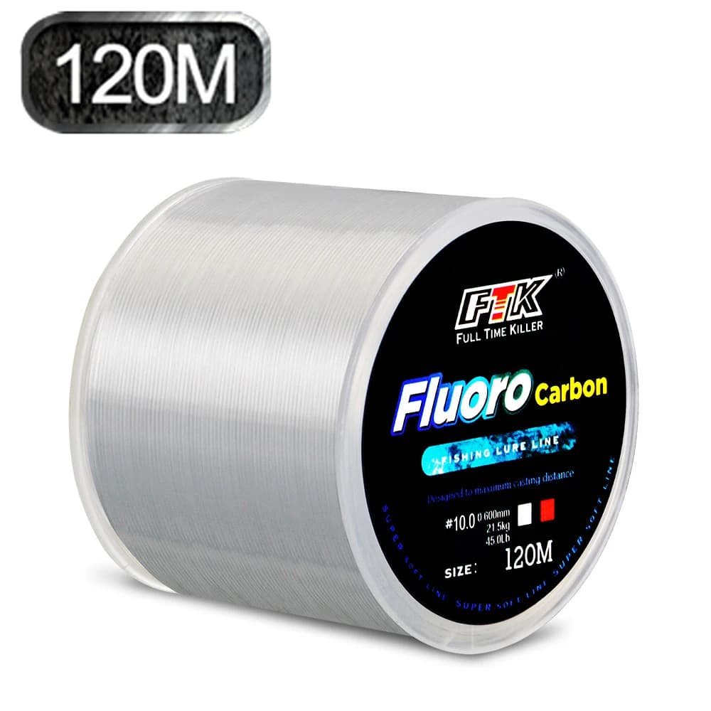 Ligne de pêche nylon 120m fluorocarbone 0.14 à 0.6mm pour truite carnassier bar résistante 4.13 à 45lb