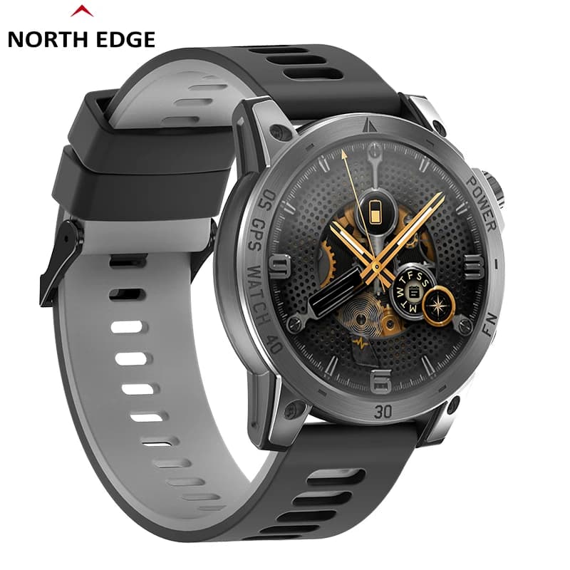 Montre GPS NORTH EDGE homme sport AMOLED altimètre baromètre boussole étanche 50m smartwatch militaire