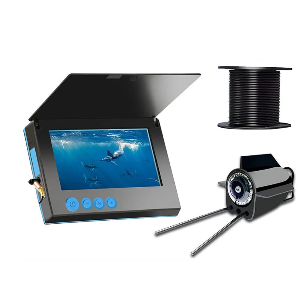 Caméra de pêche sous-glace 4.3/5 pouces HD étanche pour détection poissons en lac gelé avec moniteur haute résolution