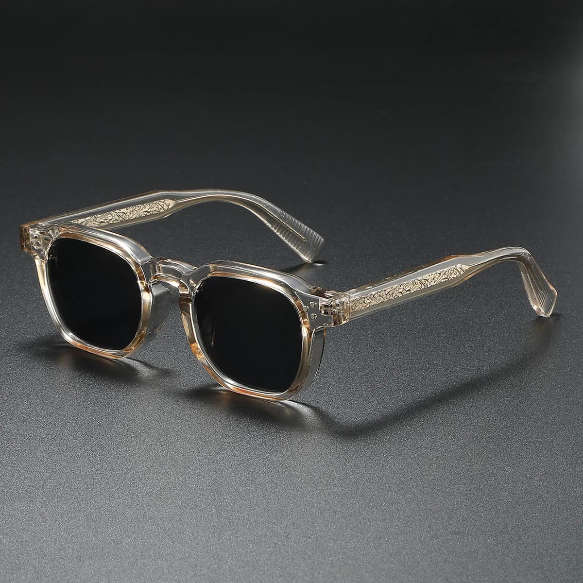 Lunettes de soleil carrées polarisées unisexe métal rivets CP conduite pêche protection UV
