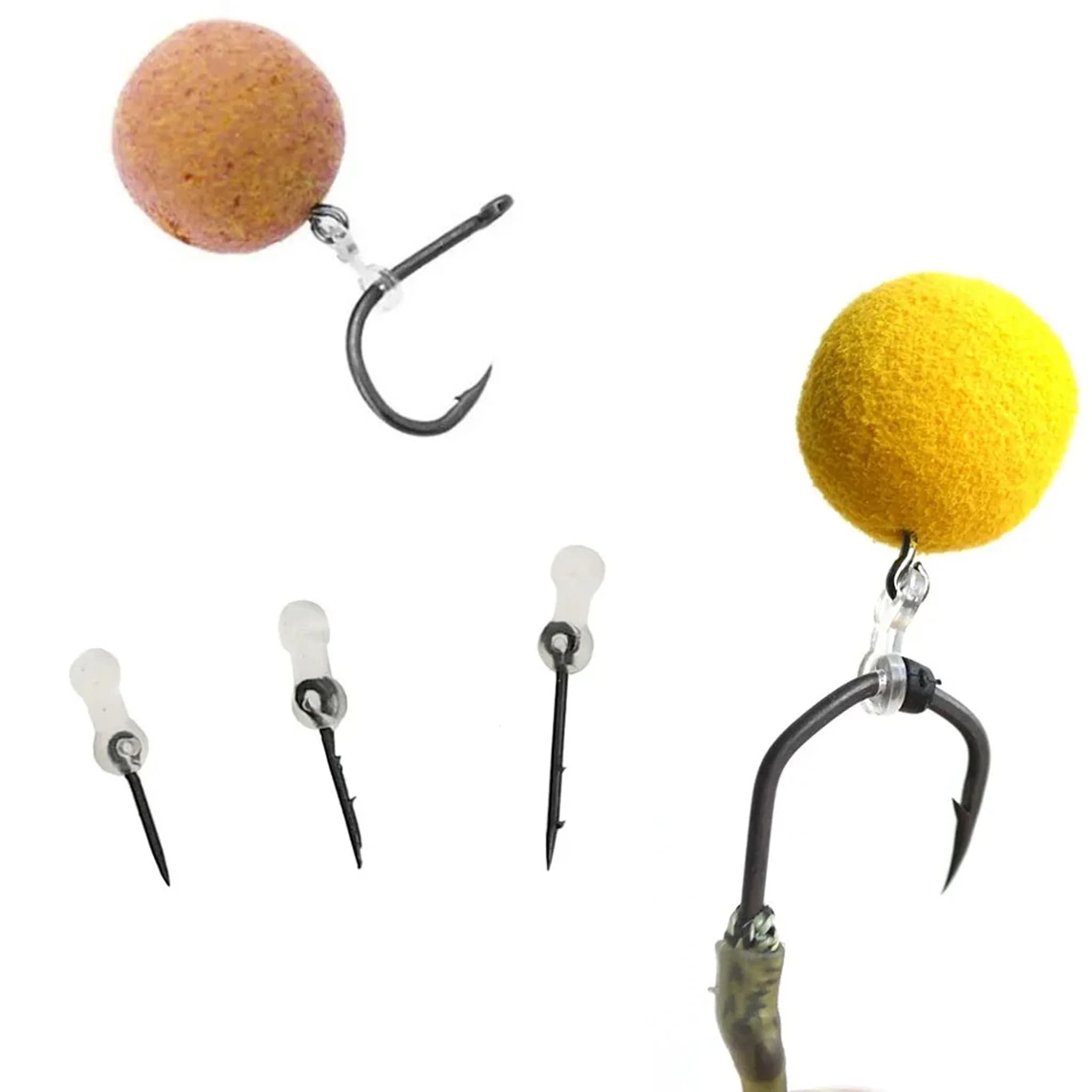 12 pics à appâts métalliques pour montages hair rig avec élastique transparent pour pêche à la carpe