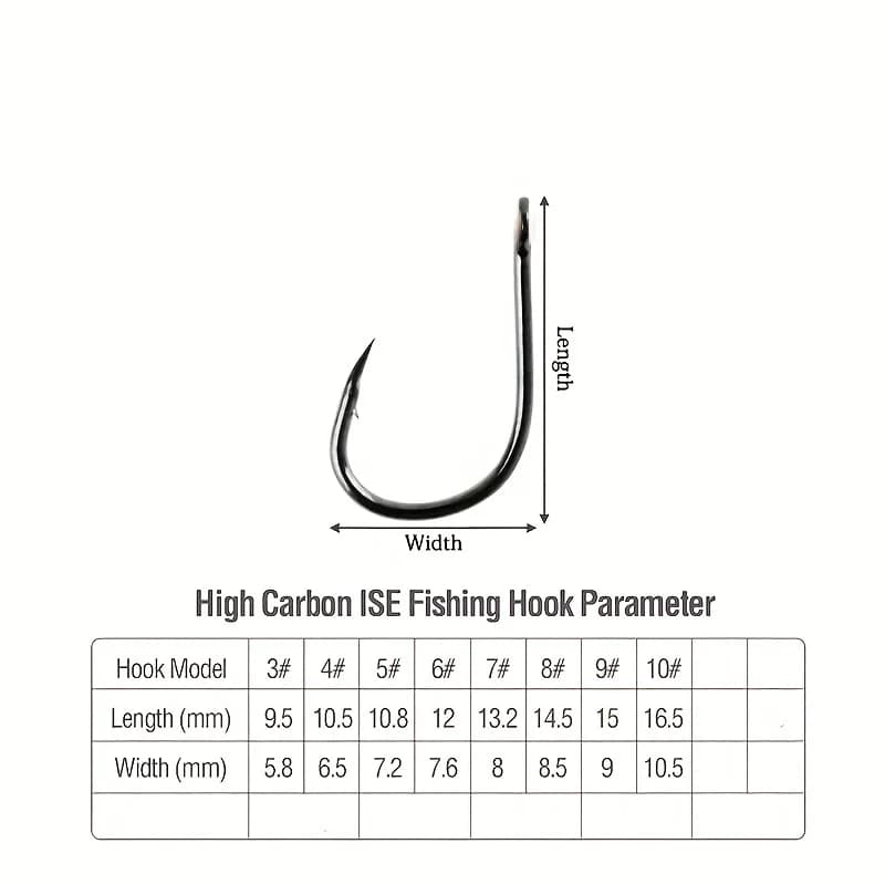 Kit de Hameçons Extra Tranchants T-Shaped - 5 Hameçons avec Fil pour Pêche, Tailles 3# à 10#