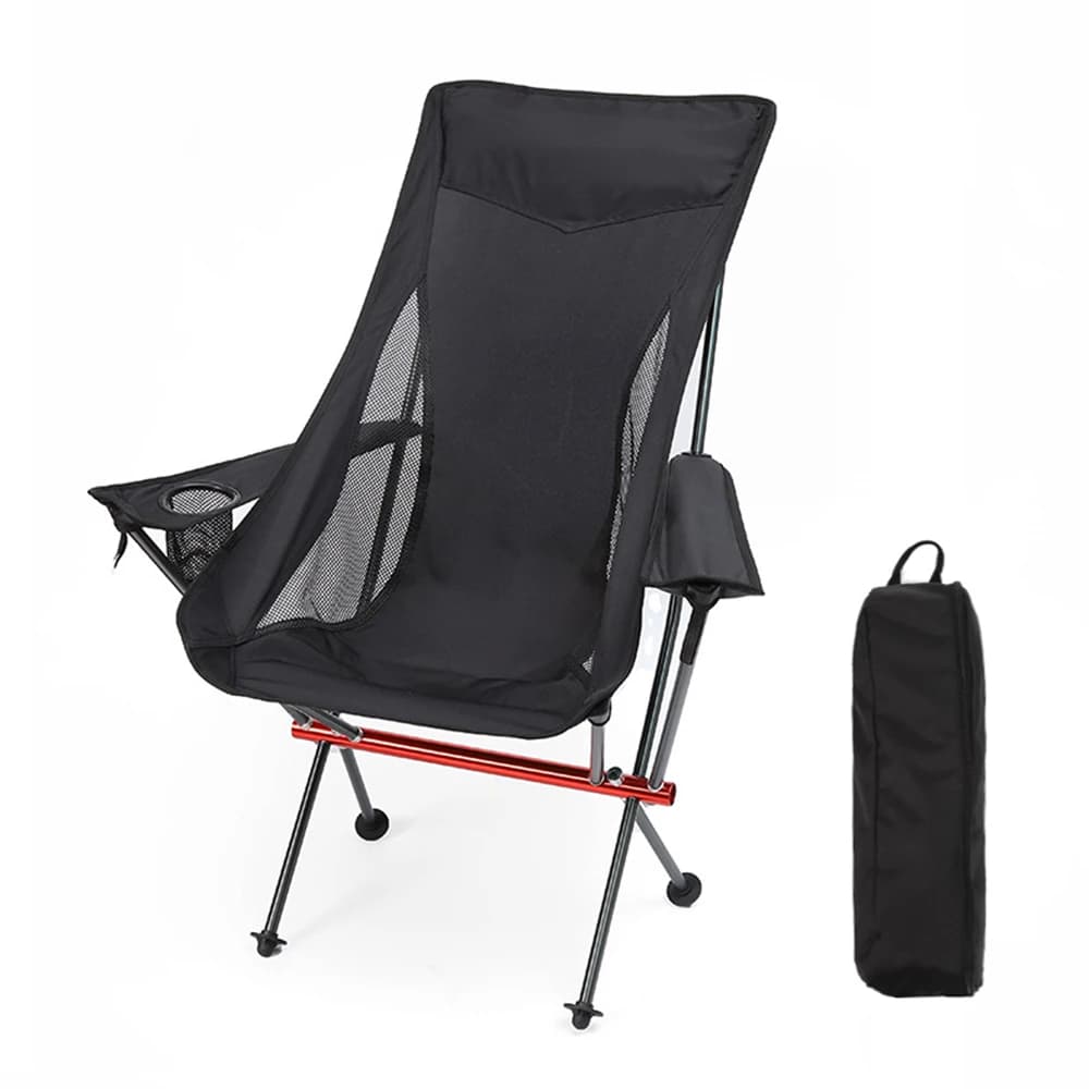 Chaise de pêche aluminium avec accoudoirs et porte-gobelet - Confort et praticité pour pêche longue durée