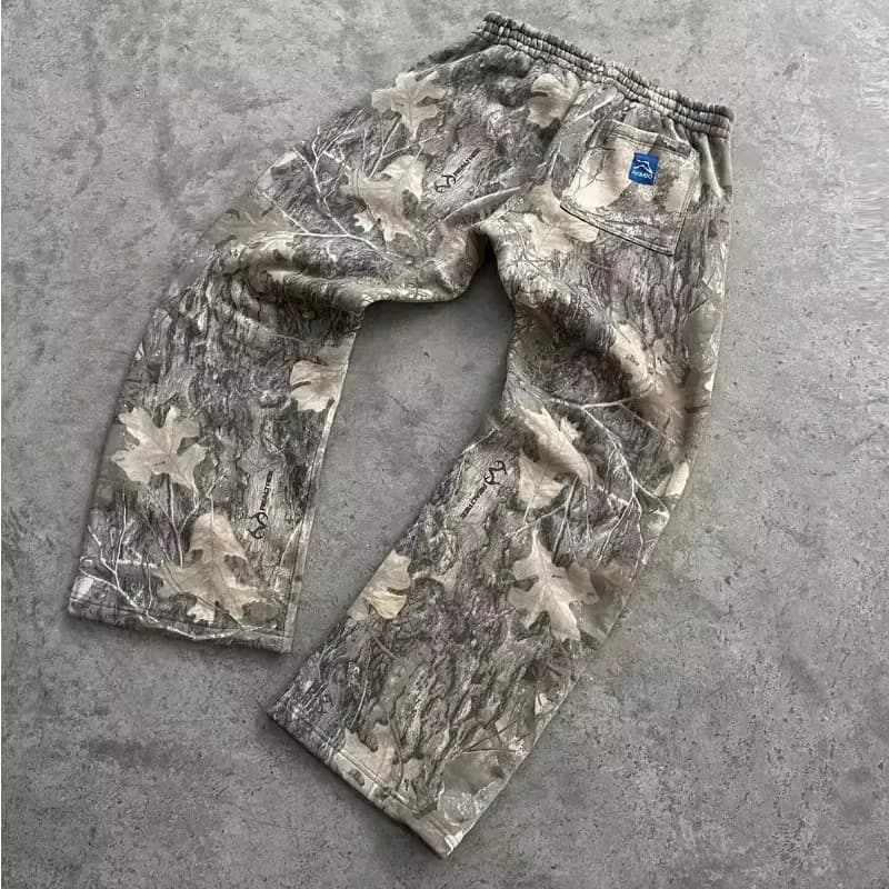 Pantalon baggy vintage camouflage pêche streetwear oversize pour homme et femme tendance Y2K