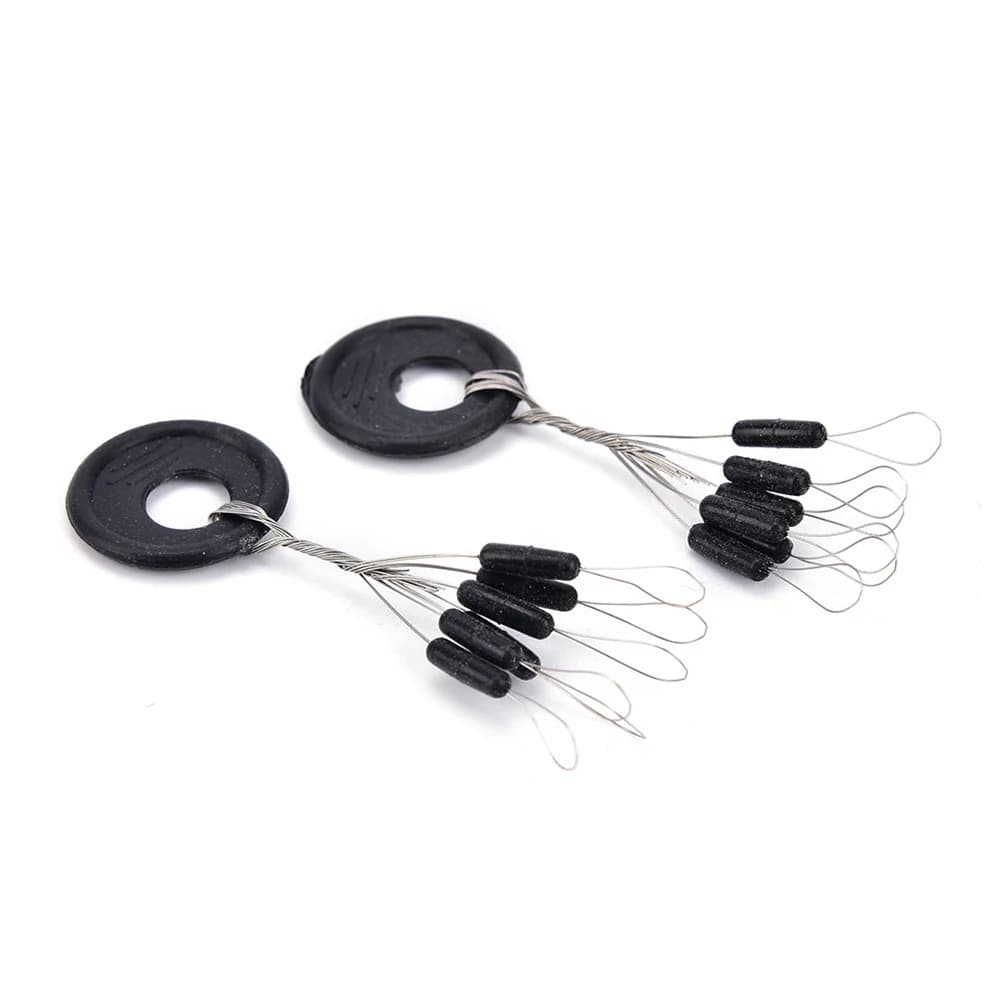 60 pièces stoppers ovale en caoutchouc noir pour flotteur de pêche, émerillons et ligne, idéal silure et carpe