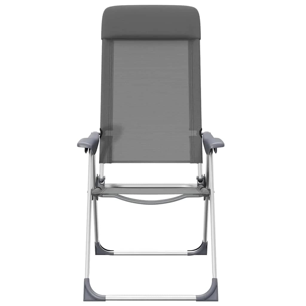 Lot 4 chaises camping pliables grises aluminium légères durables stables pour pêche, chasse et voyage