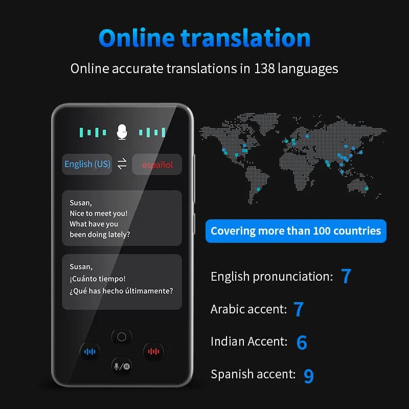 Traducteur vocal portable S85 Pro 138 langues écran grand format pour voyages pêche à l'étranger