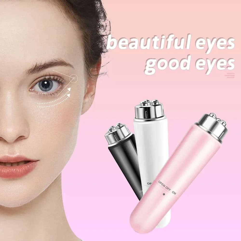 Massage yeux électrique 4 en 1 micro vibrations beauté visage cernes poches relaxation pêche