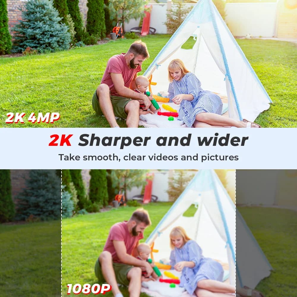 Pack 2 caméras sécurité PTZ wifi 4MP 2K mini vision nuit détection humaine enregistrement 24/7 tracking auto