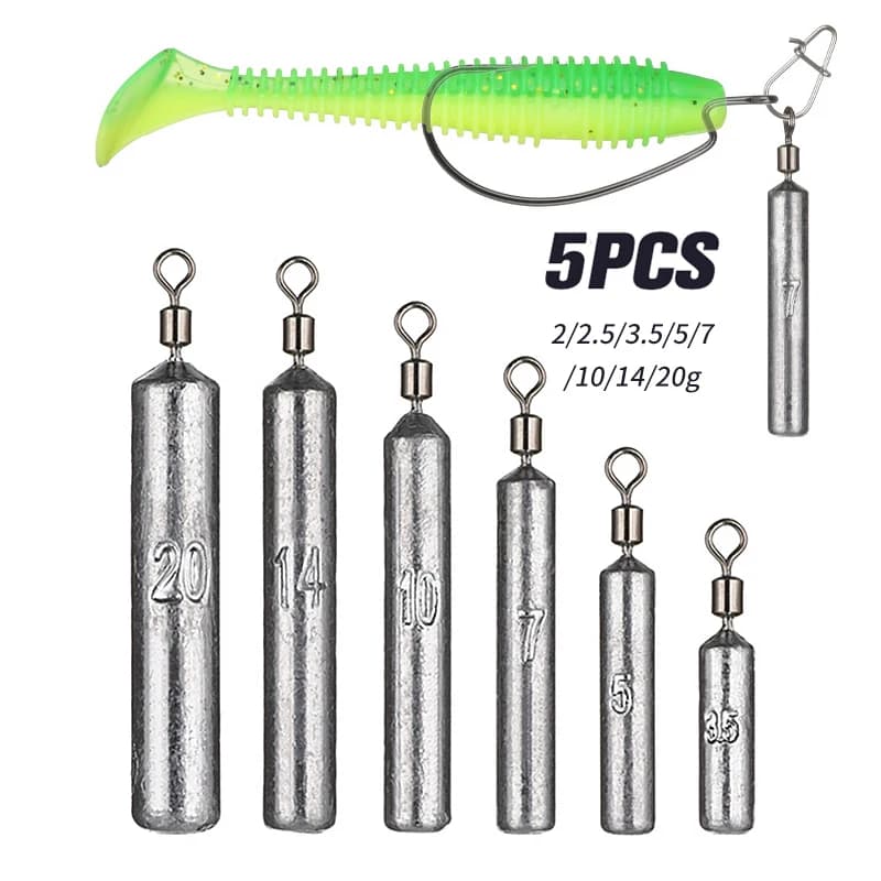 Lot de 5 plombs Drop Shot 2g à 20g pour pêche aux leurres souples - Poids pour appâts