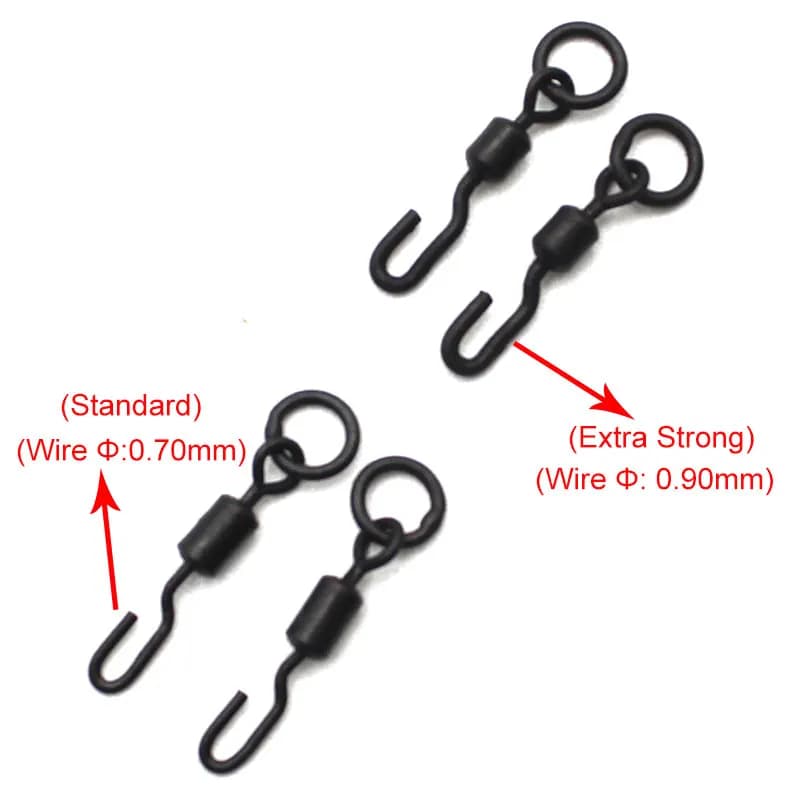 Émerillons renforcés pour pêche à la carpe 20 pièces - Swivels rapides pour montages chod et helicopter