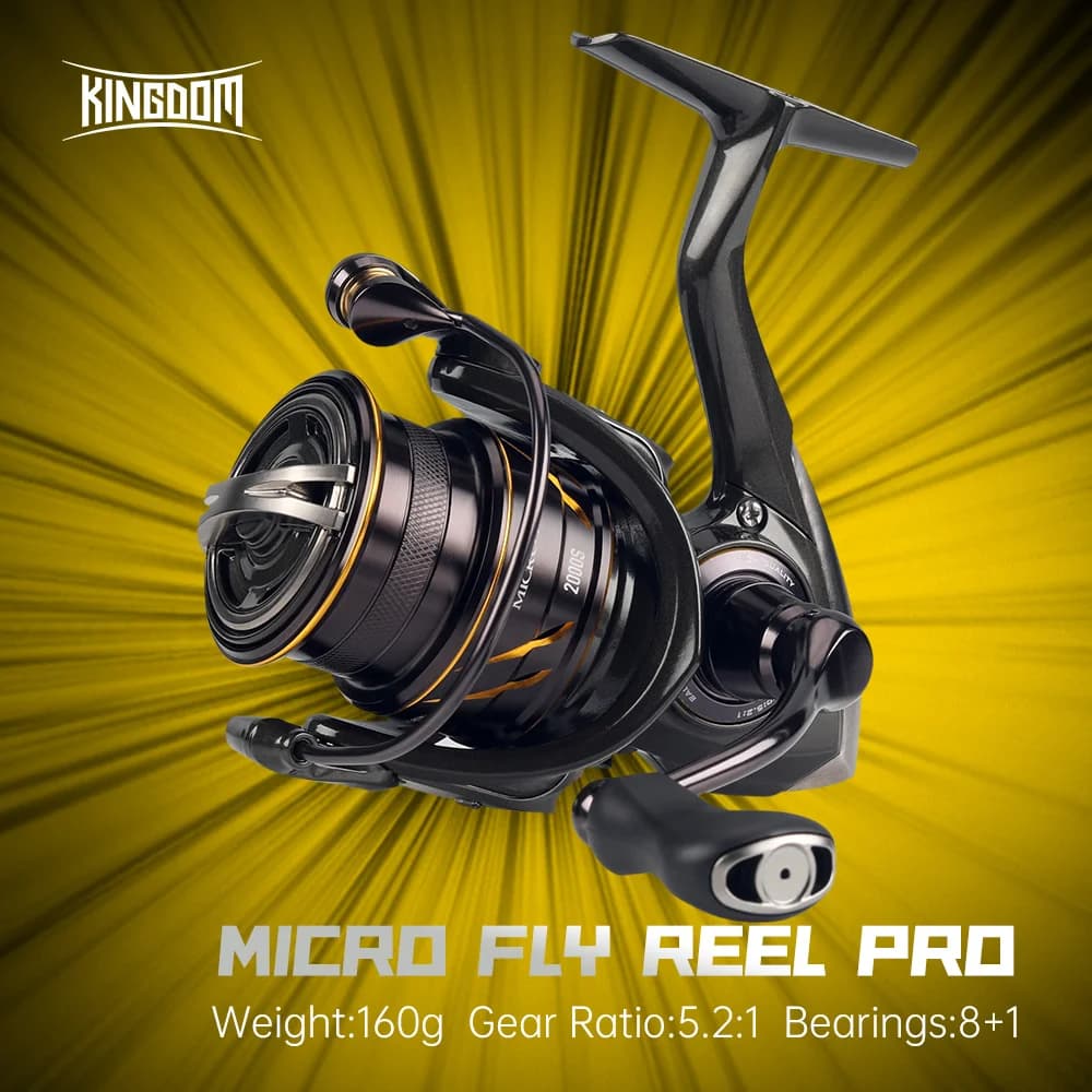 Moulinet de pêche spinning ultra-léger KINGDOM Micro Fly Pro 160g - 8+1 roulements étanches, drague 8kg