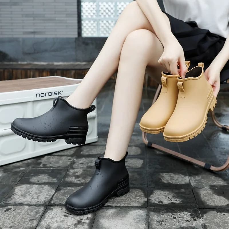 Bottes de pluie unisexes anti-dérapantes imperméables avec doublure en coton chaud