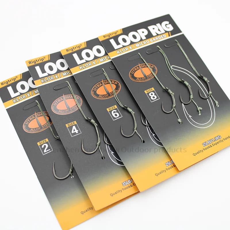 3 montages carp fishing prêts à l'emploi - rigs boucles avec hameçons KLOR tailles variables